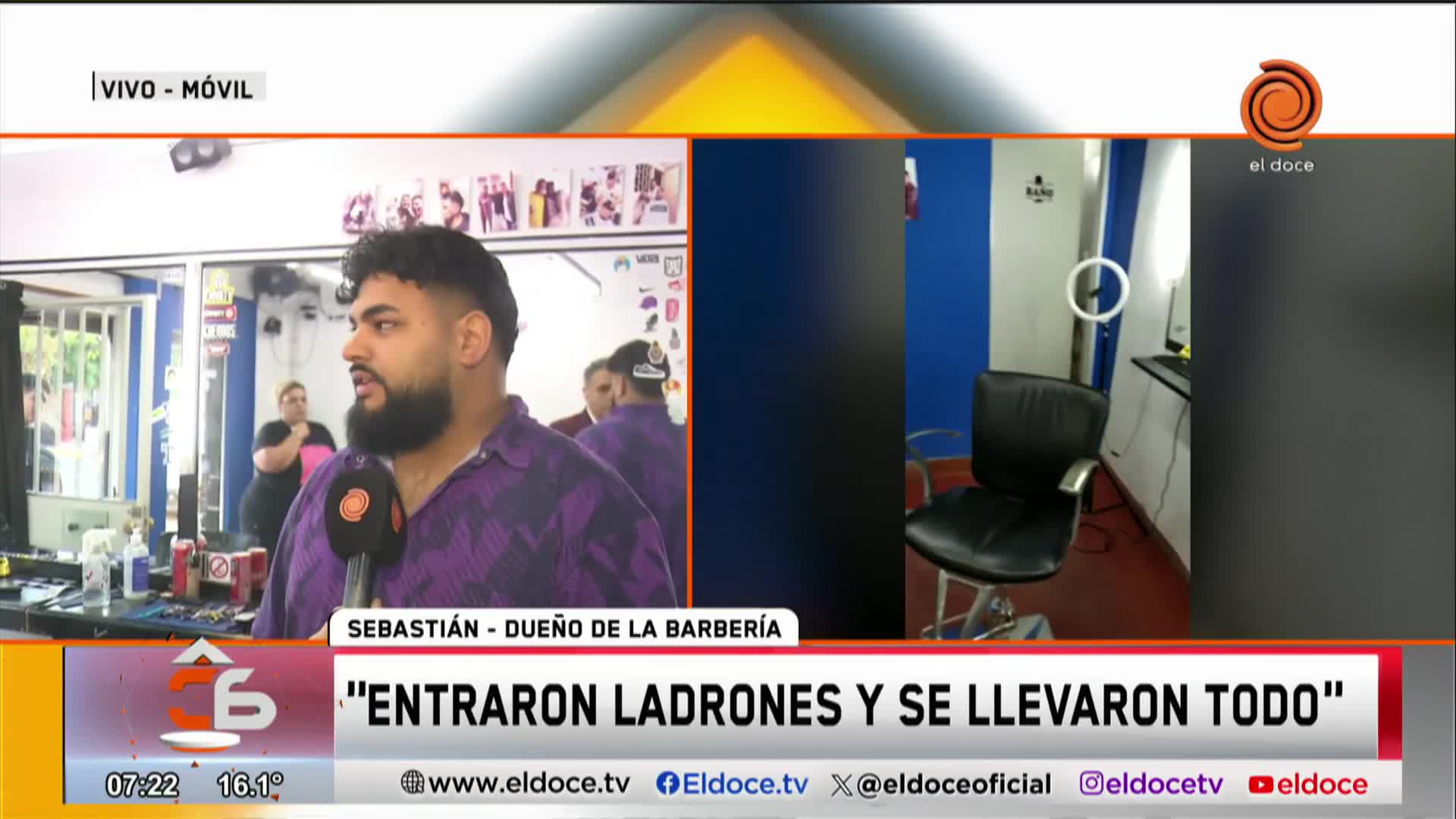 A punta de pistola, entraron a una barbería y la desvalijaron