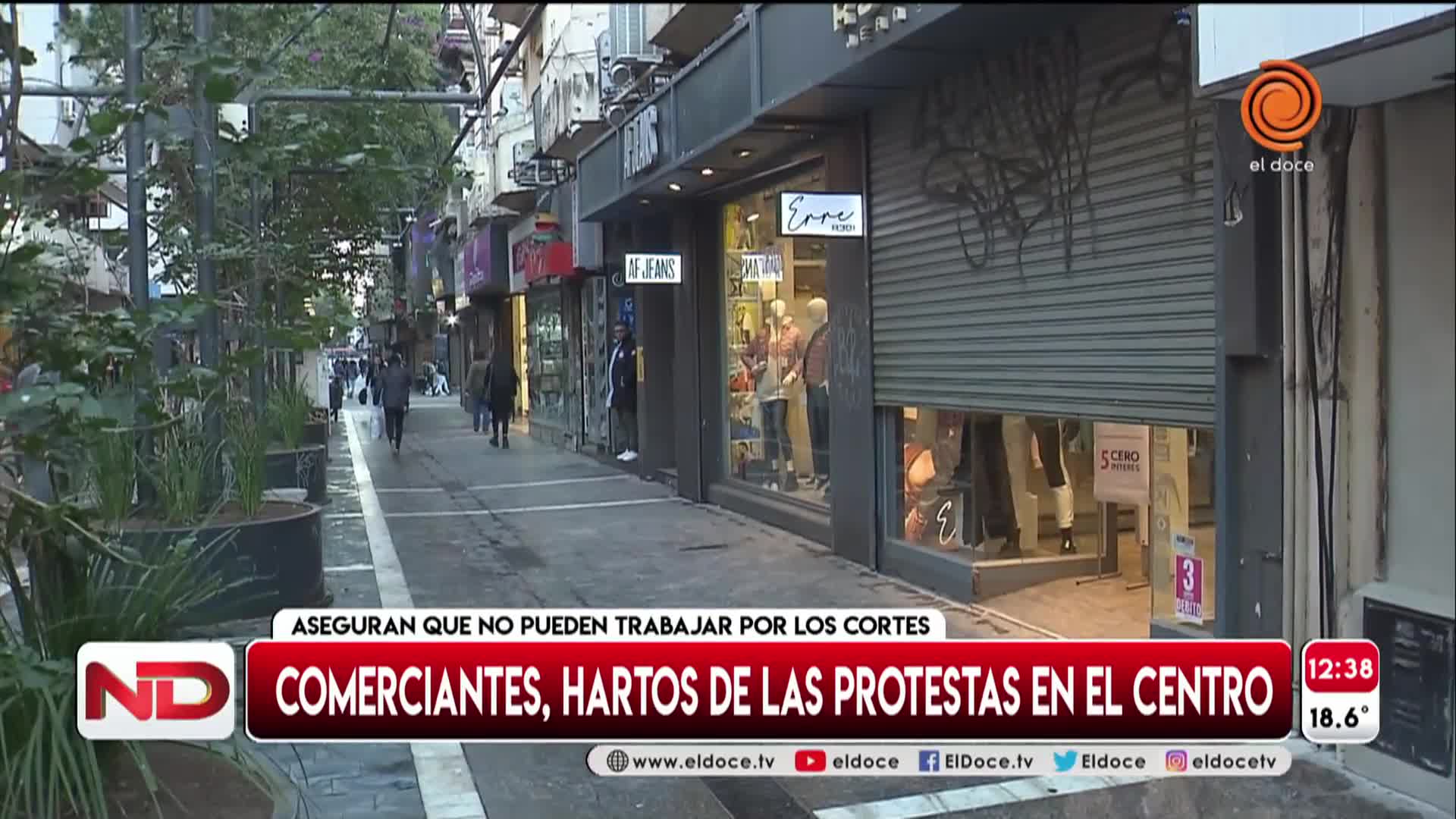 Comerciantes indignados por las marchas en el centro: “No viene nadie a comprar”