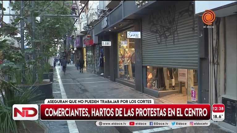 Comerciantes indignados por las marchas en el centro: “No viene nadie a comprar”