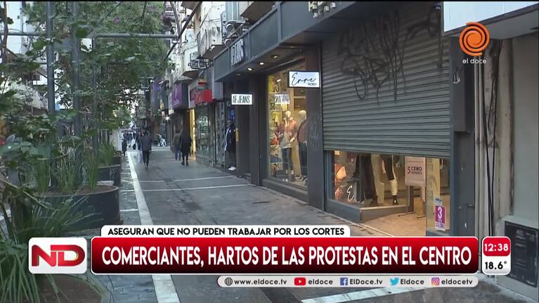 Comerciantes indignados por las marchas en el centro: “No viene nadie a comprar”