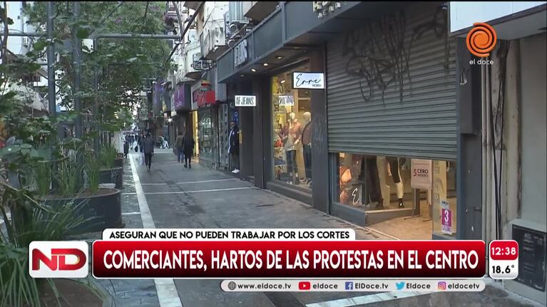 Comerciantes indignados por las marchas en el centro: “No viene nadie a comprar”