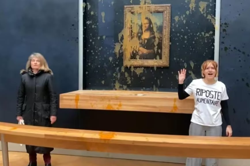 Tiraron sopa a la pintura de la Mona Lisa 