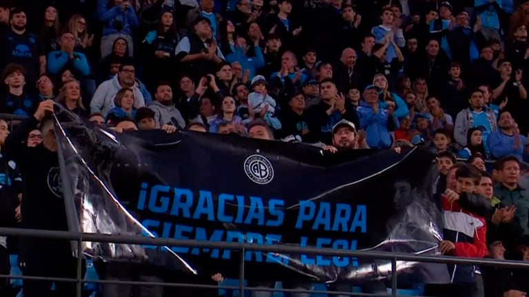 “Gracias para siempre”: así fue el homenaje a Messi en el partido de Belgrano en Alberdi