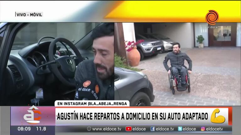 Tiene una discapacidad motriz y reparte productos en su auto adaptado