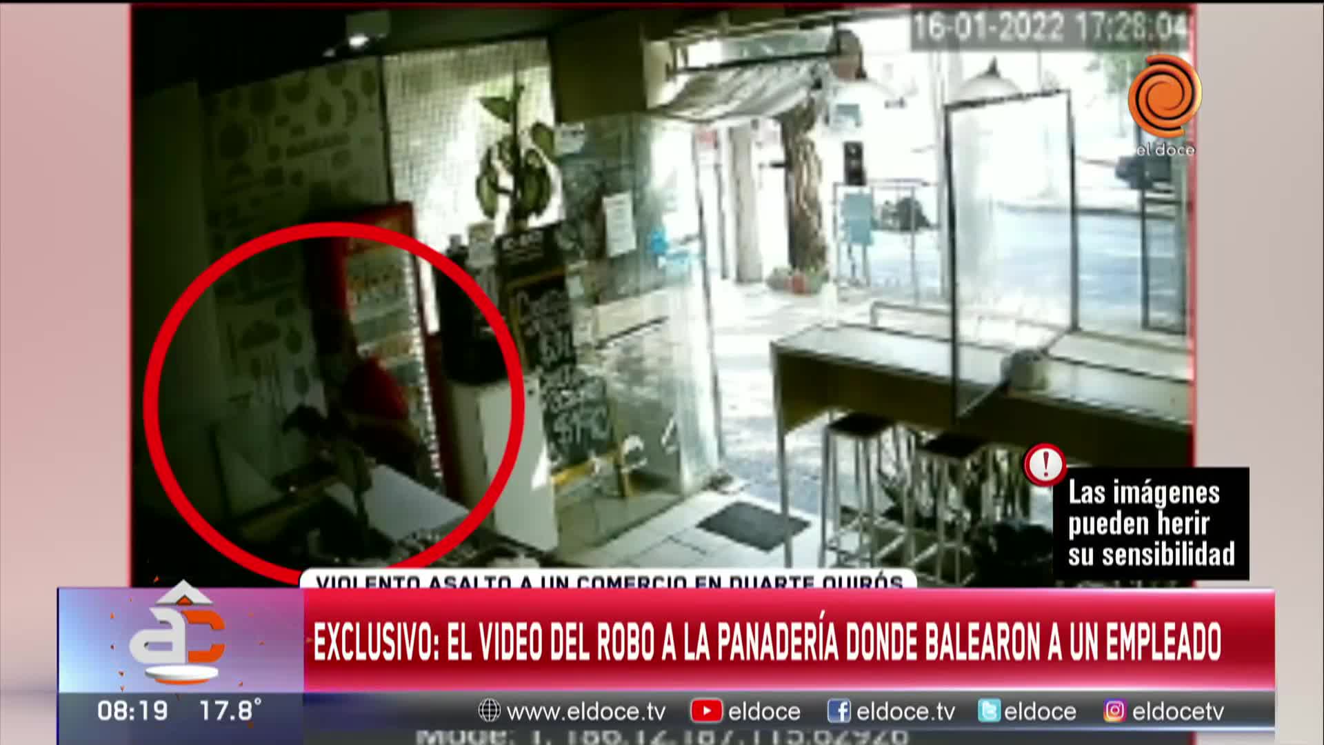 El video del robo a punta de pistola en una panadería