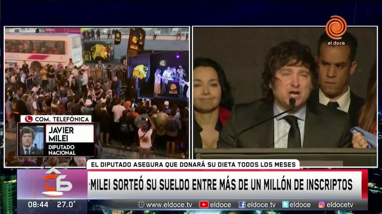 Milei prometió que seguirá sorteando su sueldo de diputado nacional