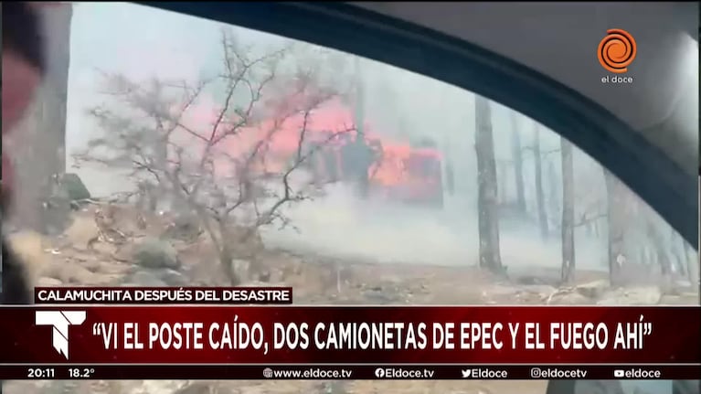 El juez de paz de Potrero de Garay: "Vi el poste, camionetas de EPEC y el fuego ahí"