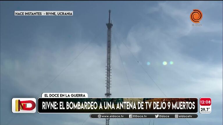 El Doce en la guerra: así quedó la torre de televisión bombardeada en Rivne