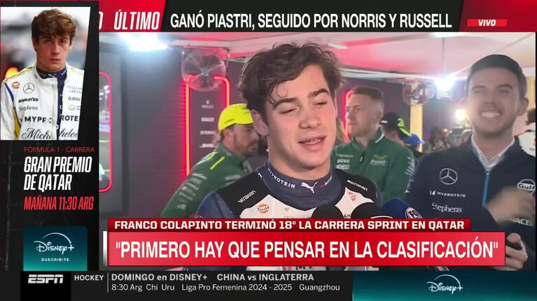 "Se quedó esperando el semáforo": la explicación de Colapinto sobre su adelantamiento en el GP de Qatar