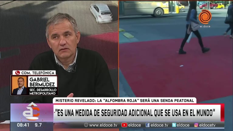 Nuevo cruce peatonal en Córdoba con marcado rojo y blanco 