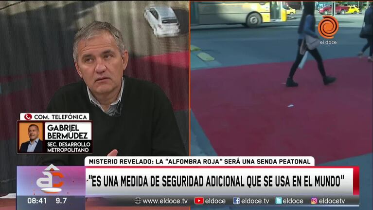 Nuevo cruce peatonal en Córdoba con marcado rojo y blanco