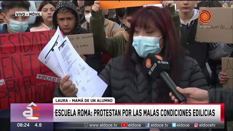 Exigen mejoras edilicias en la Escuela Roma luego de caerse parte del techo sobre un alumno