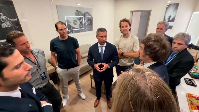 Milei con Nalbandian, Nadal y Moyá