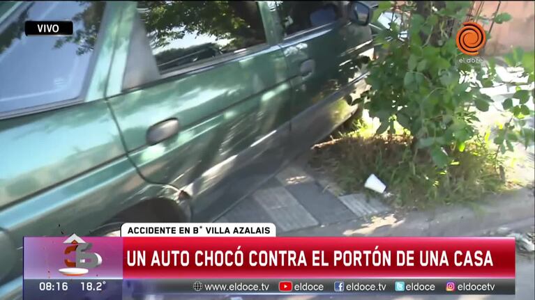 Un joven chocó contra el portón de una casa