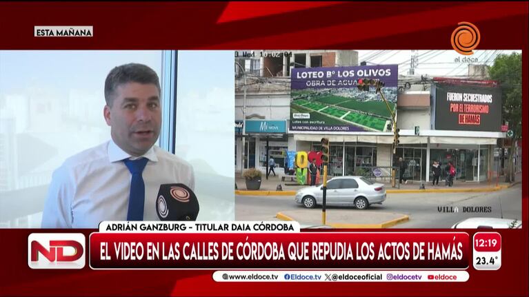 Así llegó el video que repudia los ataques de Hamás a las calles de Córdoba