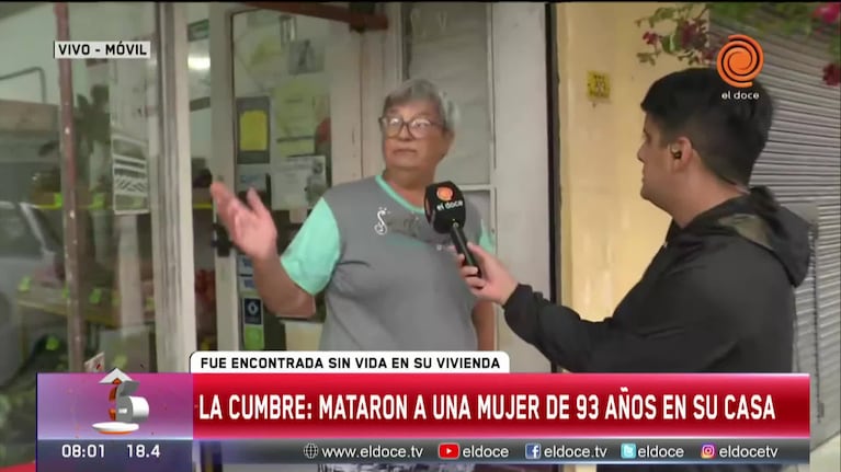 El testimonio de una vecina de la anciana asesinada en La Cumbre