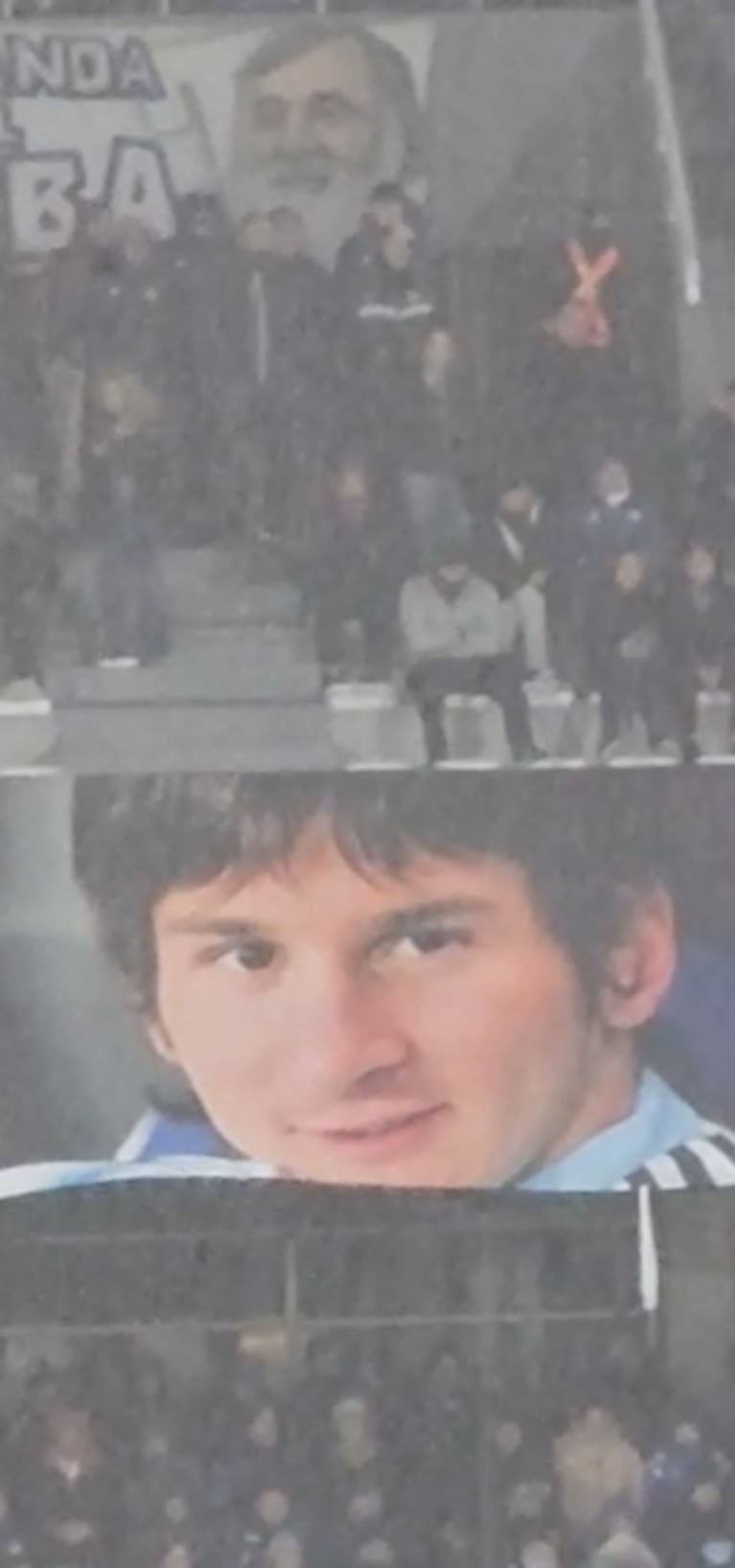 La bandera de los hinchas de Talleres a Messi