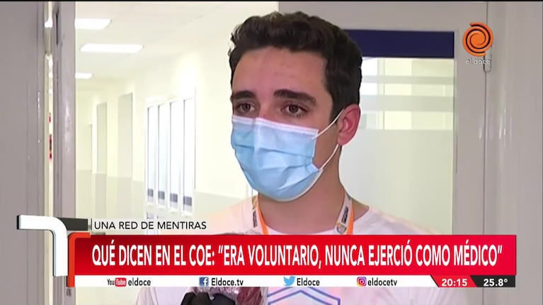 El COE por el médico trucho: "Estuvo vinculado como voluntario, no como médico"