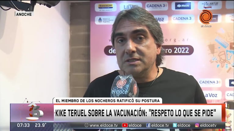 Kike Teruel se vacunó, pese a su postura contraria