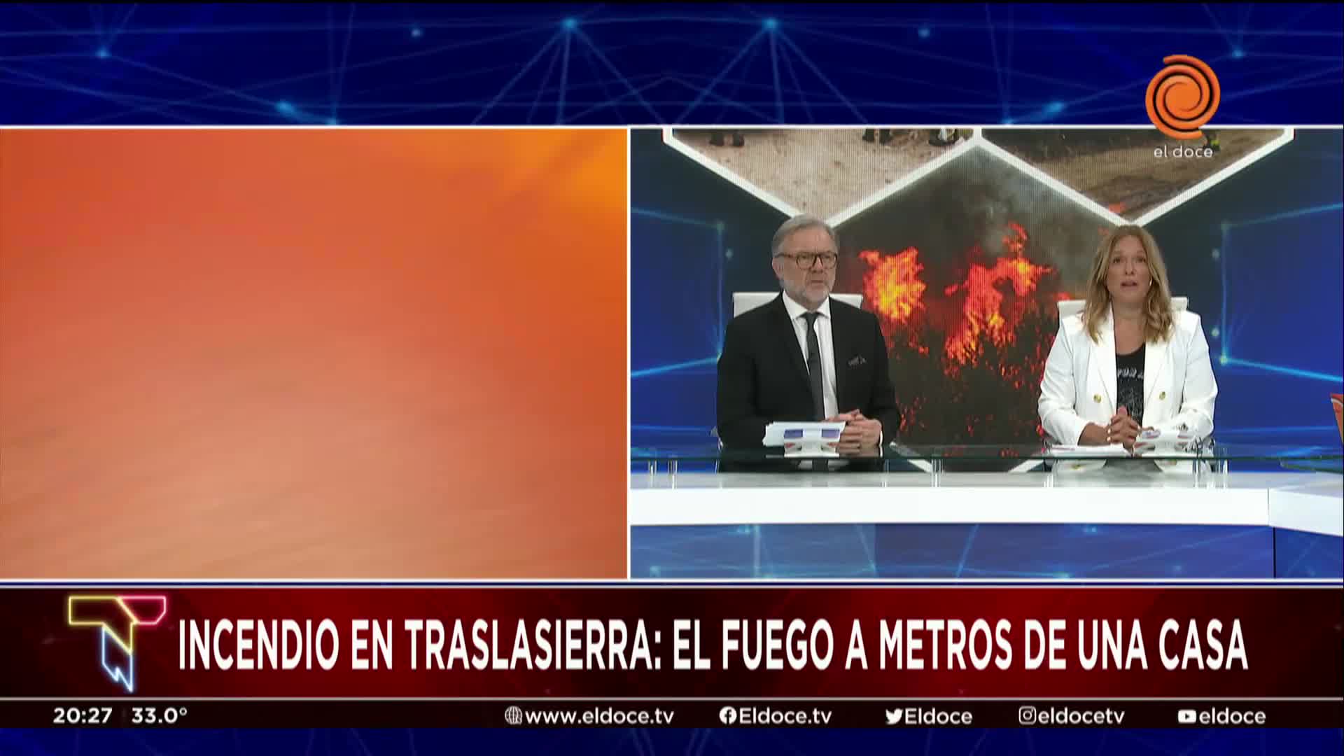 Traslasierra: rotó el viento y el incendio rodeó al equipo de El Doce