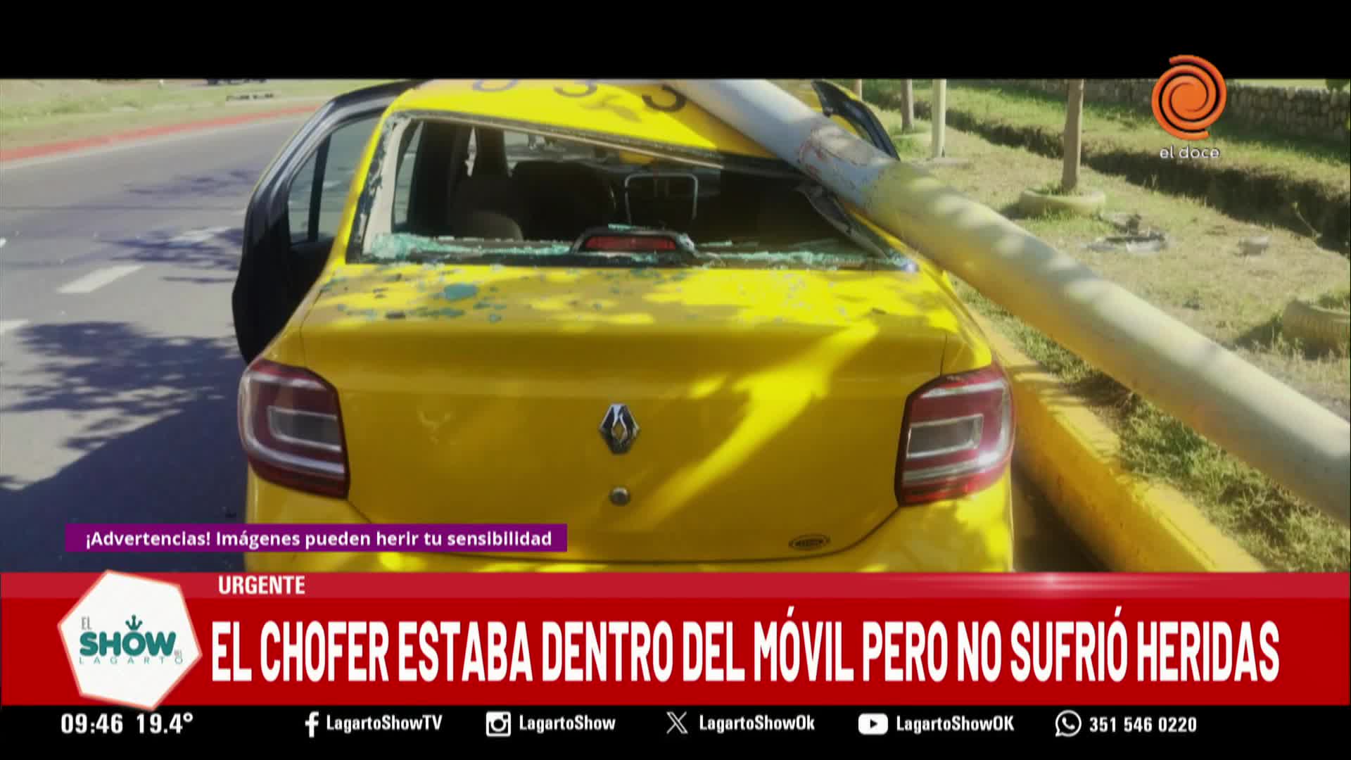 Un poste cayó sobre un taxi en el Aeropuerto