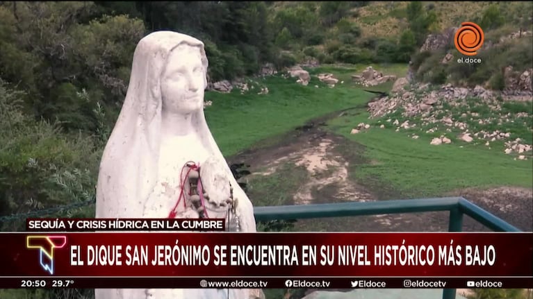 El dique San Jerónimo está seco y crece la preocupación por la crisis hídrica