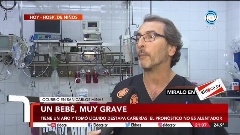 Un bebé tomó líquido destapa cañerías: está muy grave