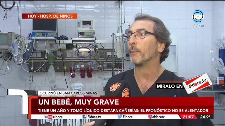 Un bebé tomó líquido destapa cañerías: está muy grave
