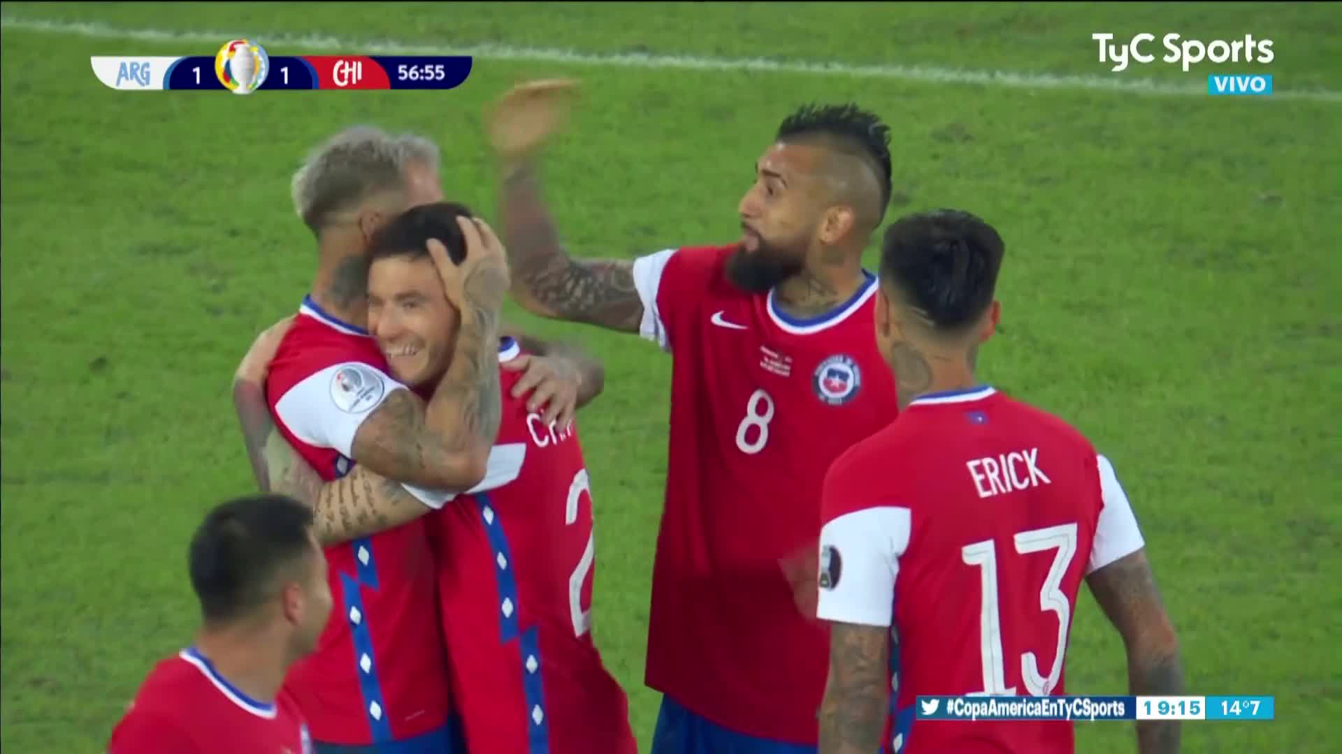 Vargas empató el partido para Chile ante Argentina