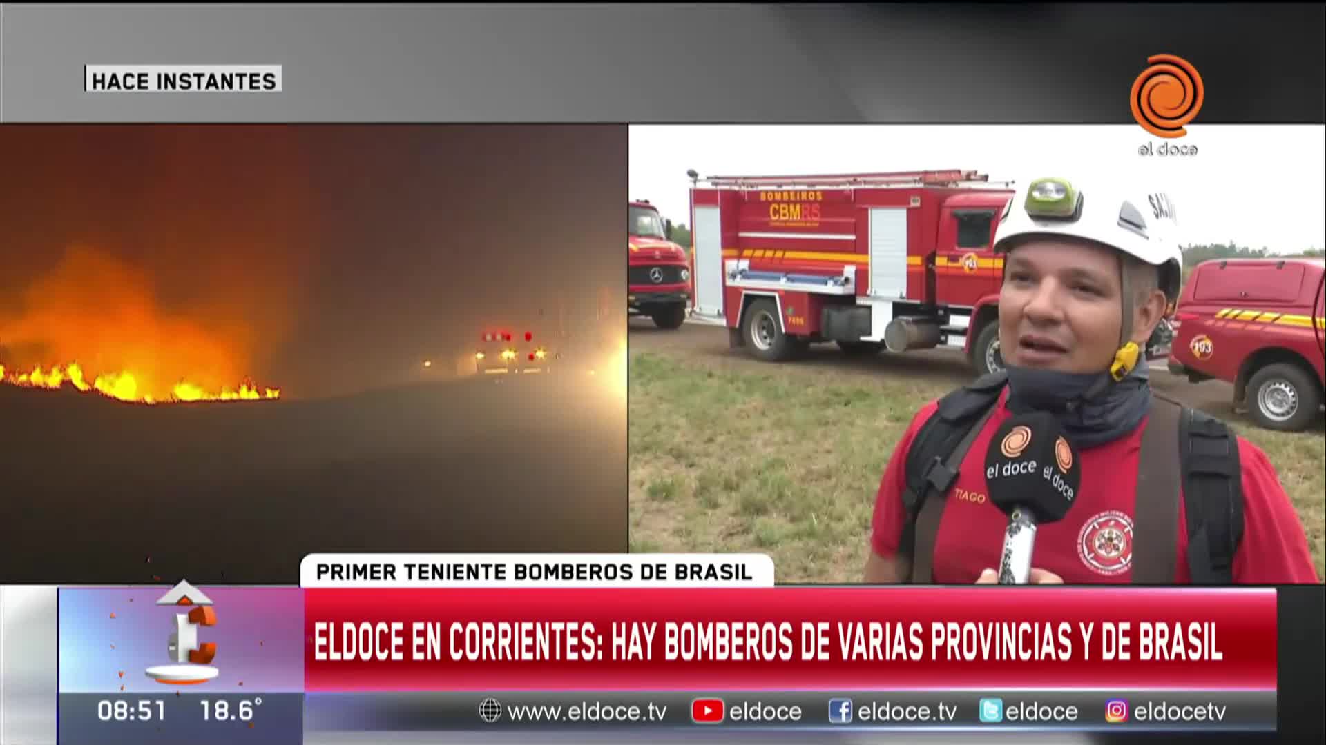 Bomberos de Brasil colaboran con los incendios en Corrientes