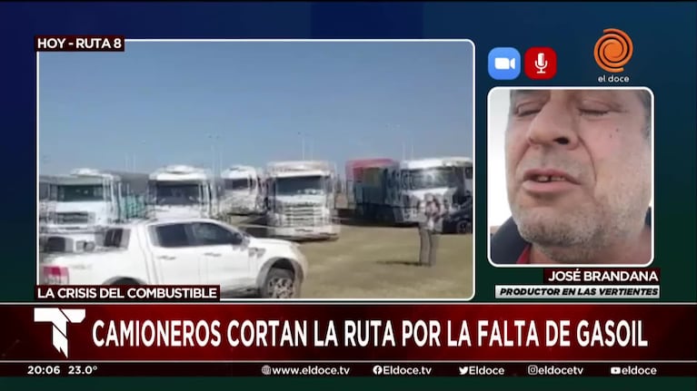 Camioneros cortaron la ruta 8 por la falta de gasoil