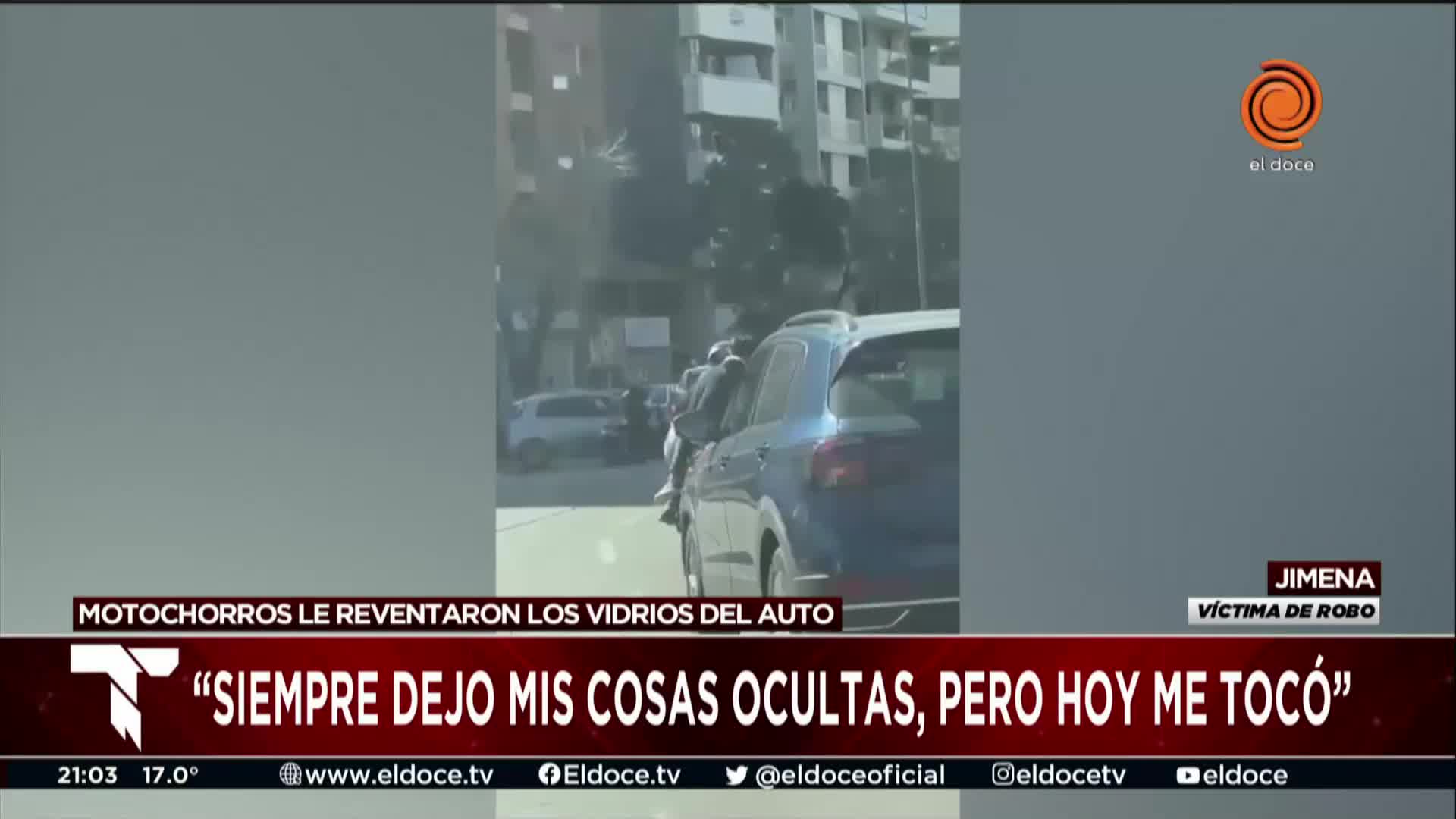 “Fue rapidísimo”: motochoros le reventaron el vidrio del auto y le robaron