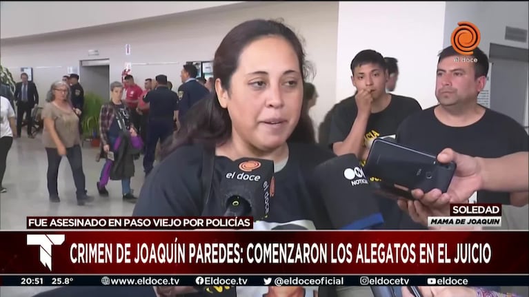 El sentido pedido de la mamá de Joaquín Paredes a los jurados populares