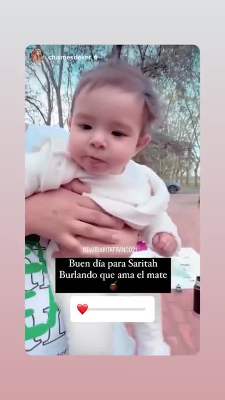 El enojo de la beba de Barby Franco por un mate