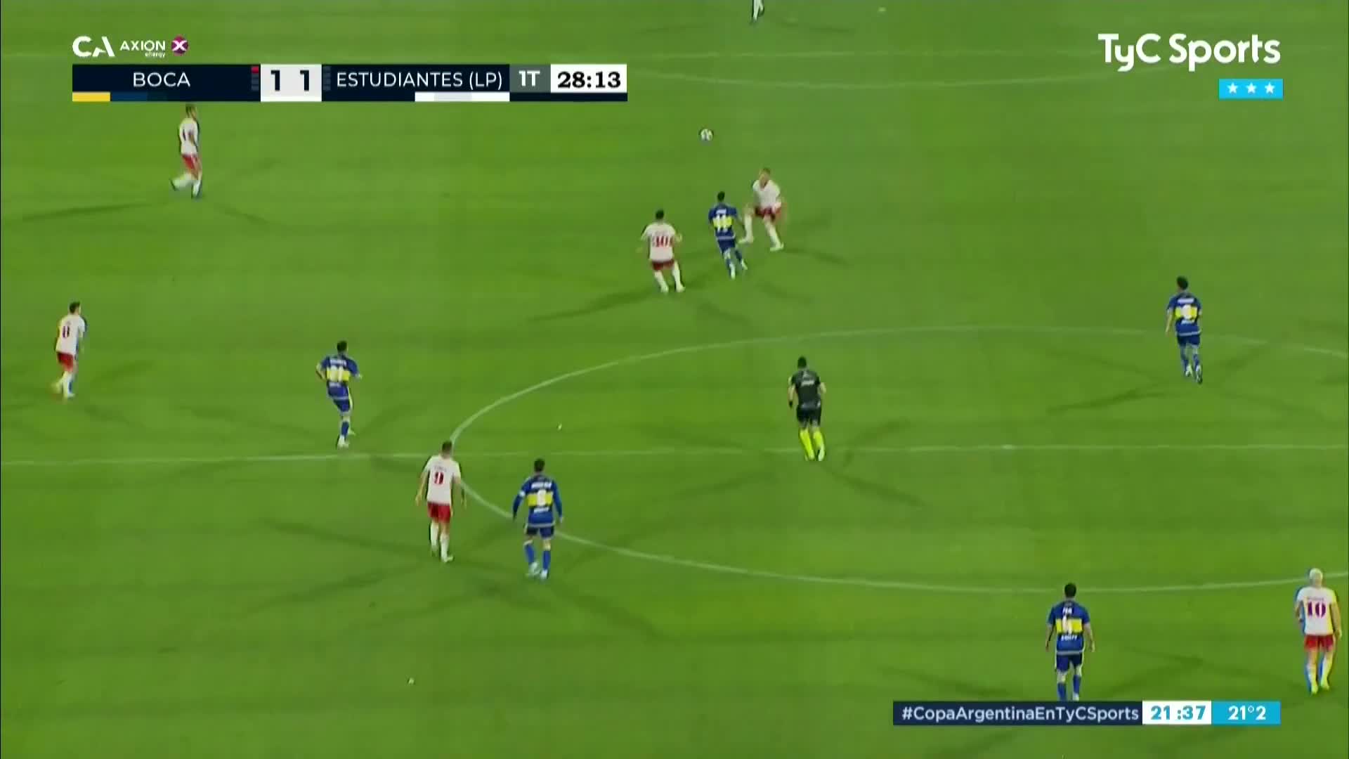 El gol de Merentiel y el 1 a 1 de Boca a Estudiantes