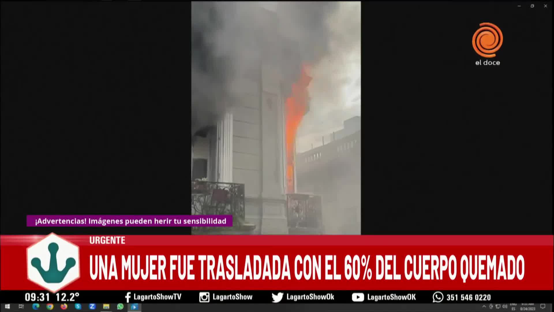 Se colgó de un cable para escapar de un incendio