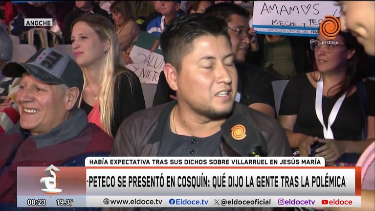 Qué dijo el público de Cosquín sobre la frase de Peteco Carabajal a Villarruel