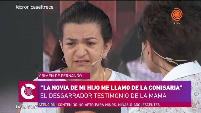 La madre de Fernando contó cómo se enteró de la muerte de su hijo