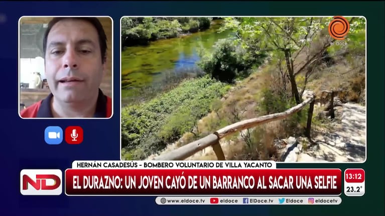 Cayó de un barranco en el río El Durazno: el detalle del accidente 