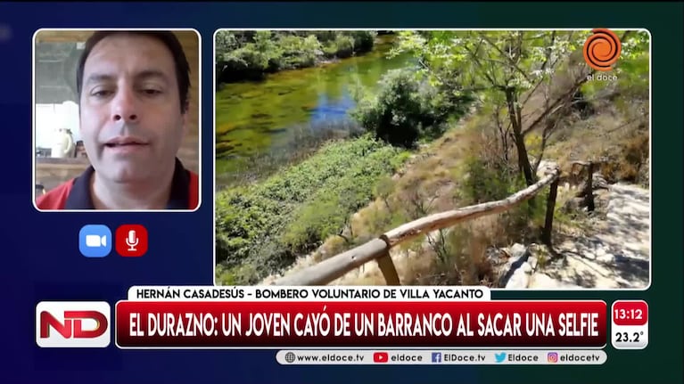 Cayó de un barranco en el río El Durazno: el detalle del accidente