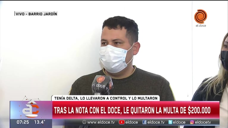 Coronavirus: le sacaron la multa de 200 mil pesos
