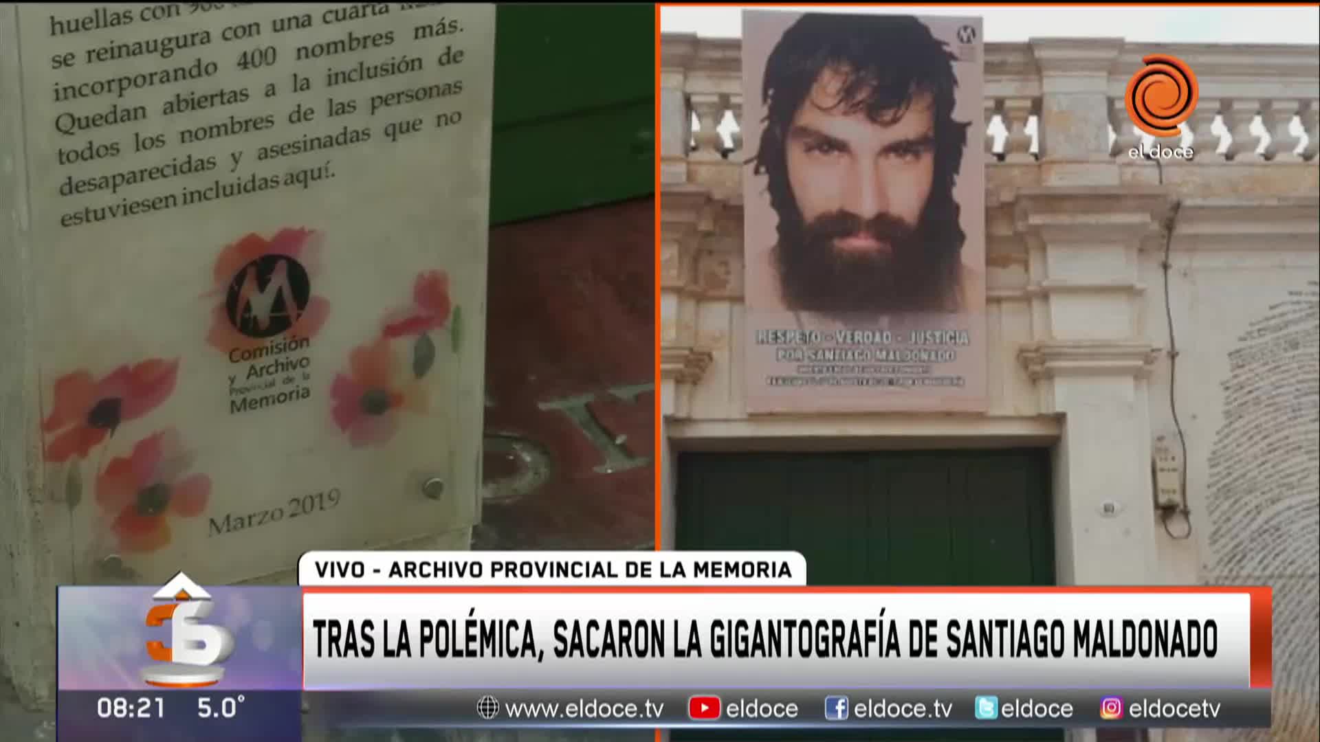 Desapareció la gigantografía de Santiago Maldonado