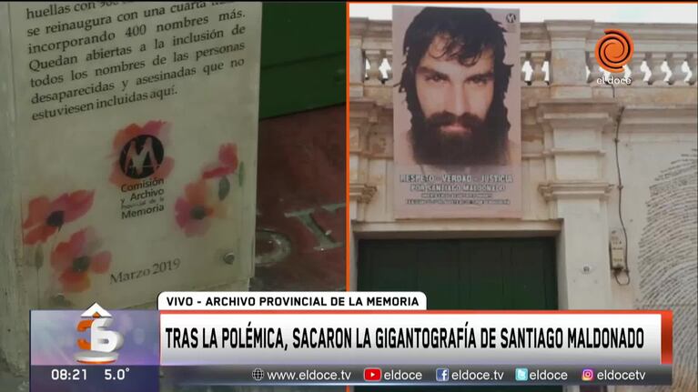 Desapareció la gigantografía de Santiago Maldonado