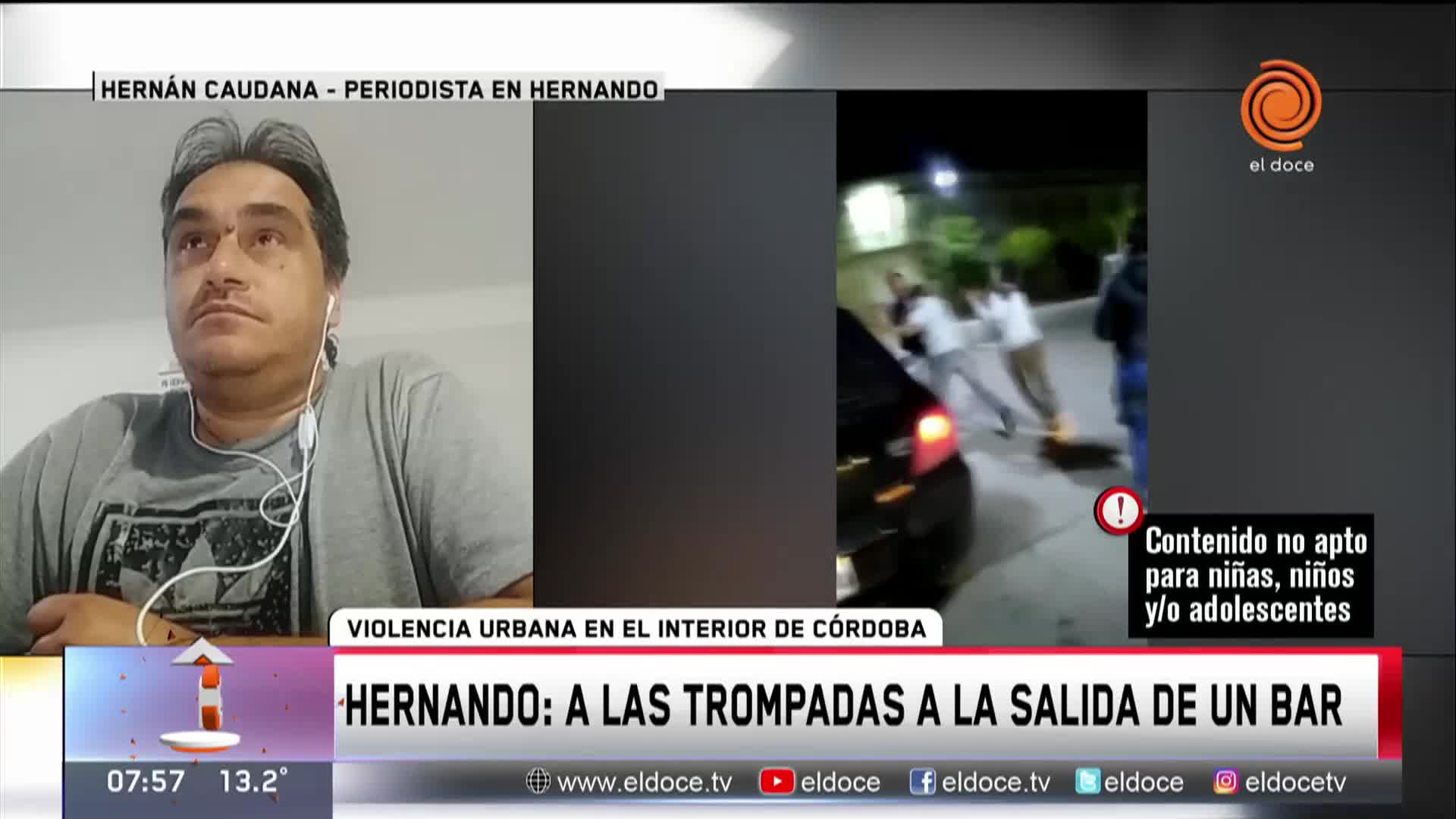 Video: pelea en Hernando a la salida de un bar