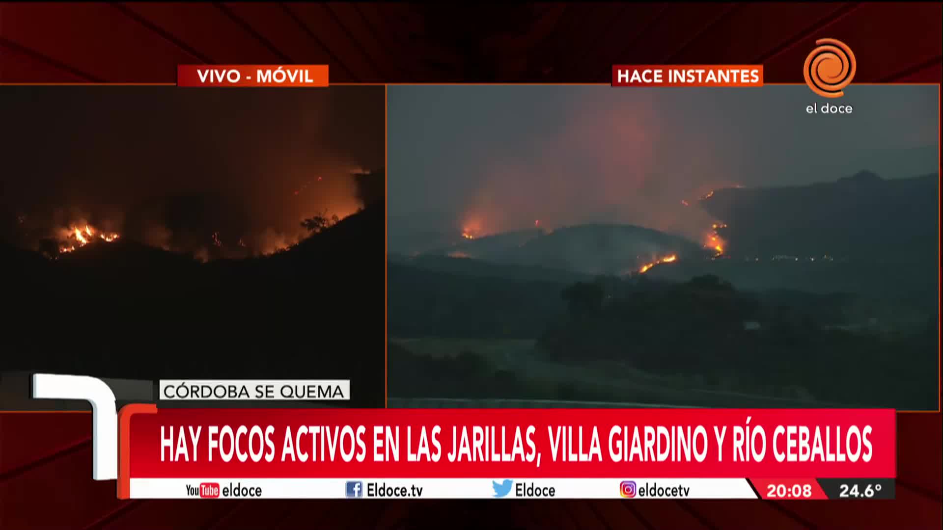 Sierras de Córdoba: bomberos siguen luchando contra el fuego