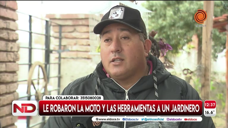 Le robaron la moto y las herramientas a un jardinero y pide ayuda