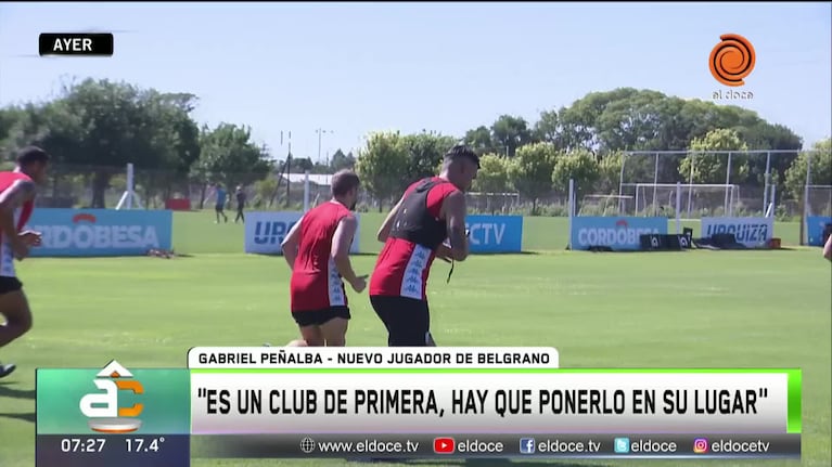 Gabriel Peñalba ya entrena con Belgrano