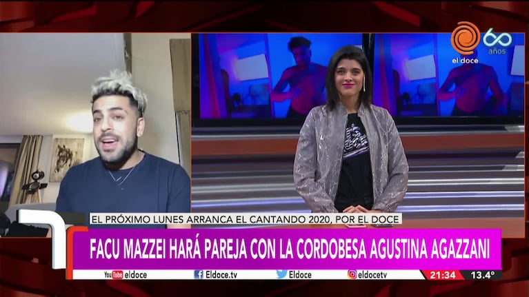 Facundo Mazzei debutará en el Cantando 2020 con una cordobesa