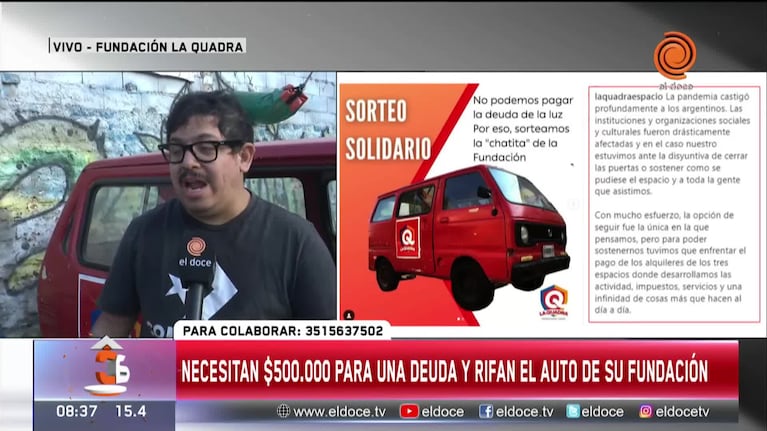 Son una fundación, deben 500 mil pesos a EPEC y sortean su camioneta