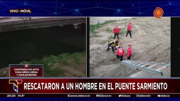 Un limpiavidrios cayó desde el Puente Sarmiento en medio de un forcejeo